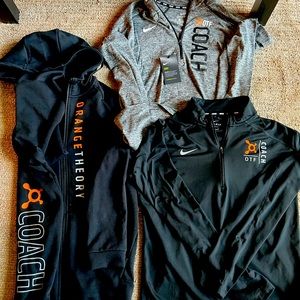 Nike Orangetheory Coach apparel; 2-size small 1/4 zip & 1- size Med full zip